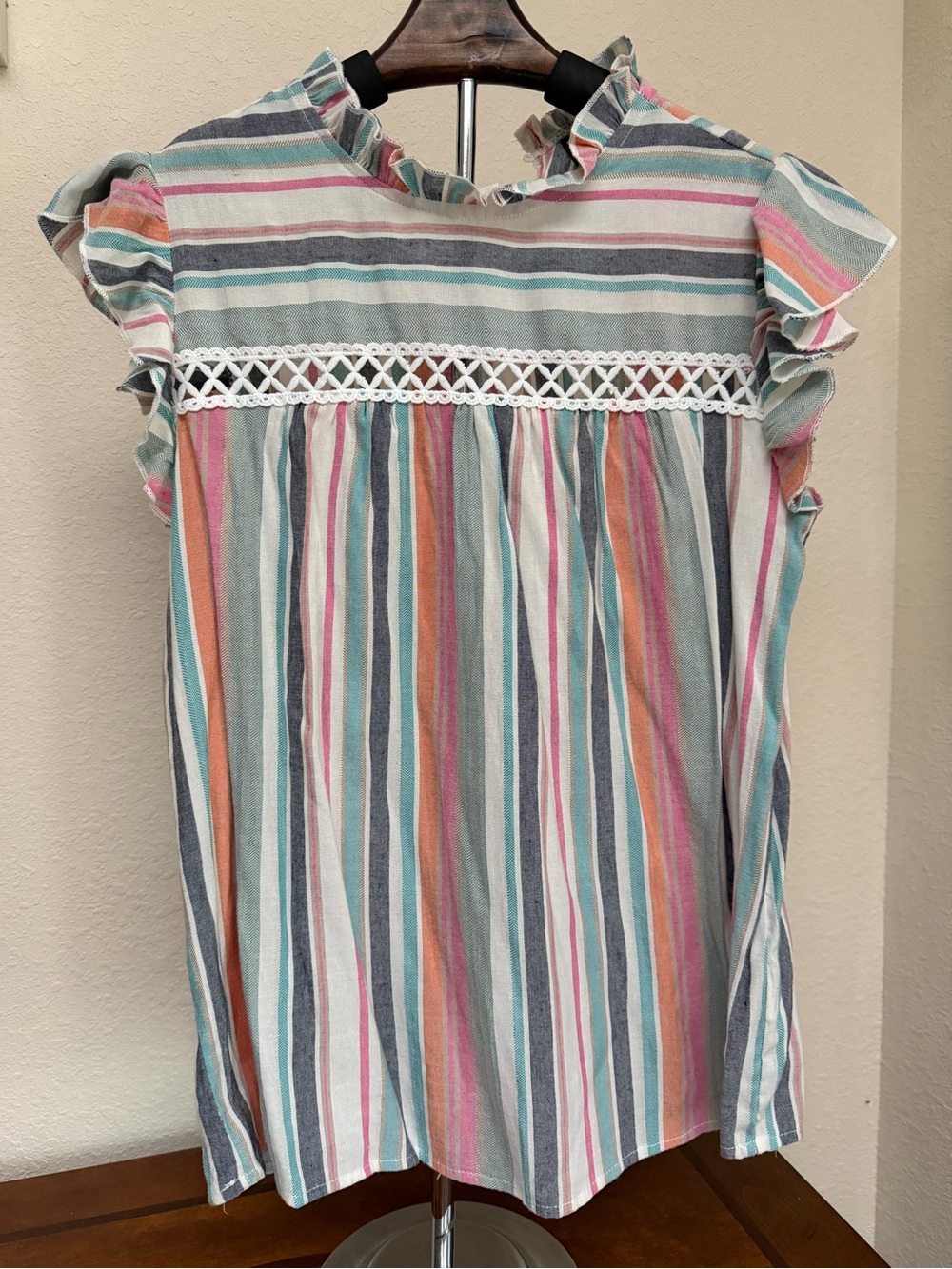 Women’s  Striped Ruffle Sleeve Top - Multicolor